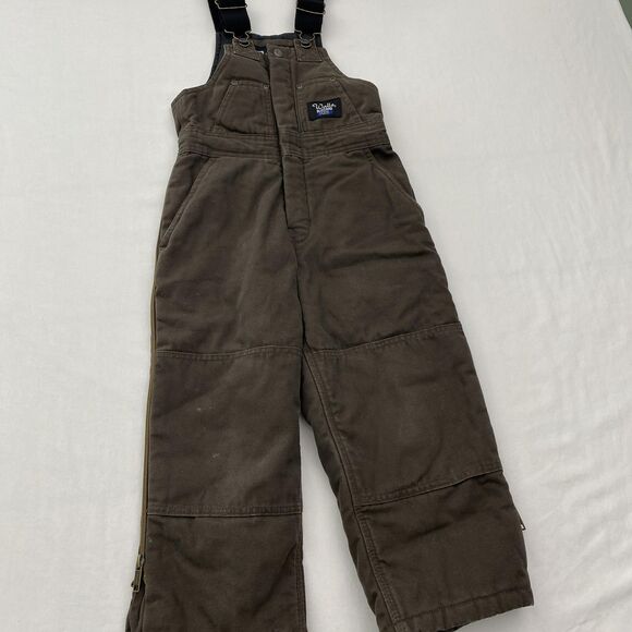 Walls Blizzard Pruf Insulated Bib Overalls Youth Small 6-7 Brown Canvas Workwear - Picture 3 of 14